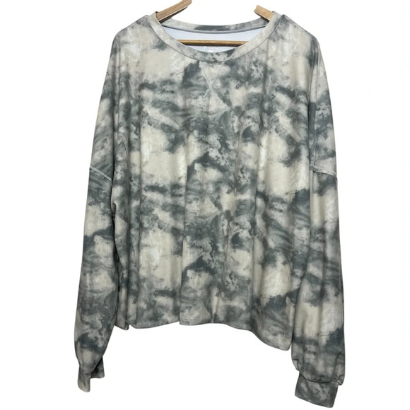 Cisisily Gray and White Soft Tie Dye Sweatshirt Womens Size XXL - Picture 1 of 7